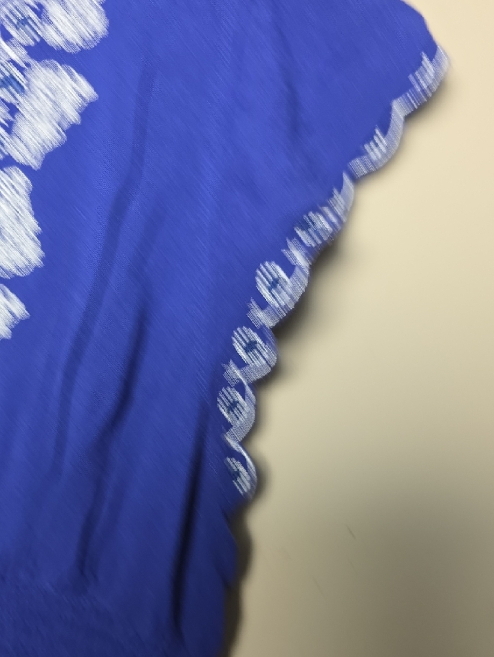 Embroidered V-Neck Royal Blue Tunic Top Scallop Trim - Picture 4 of 5